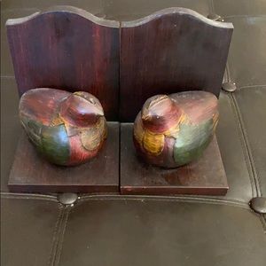 Wooden bird bookends